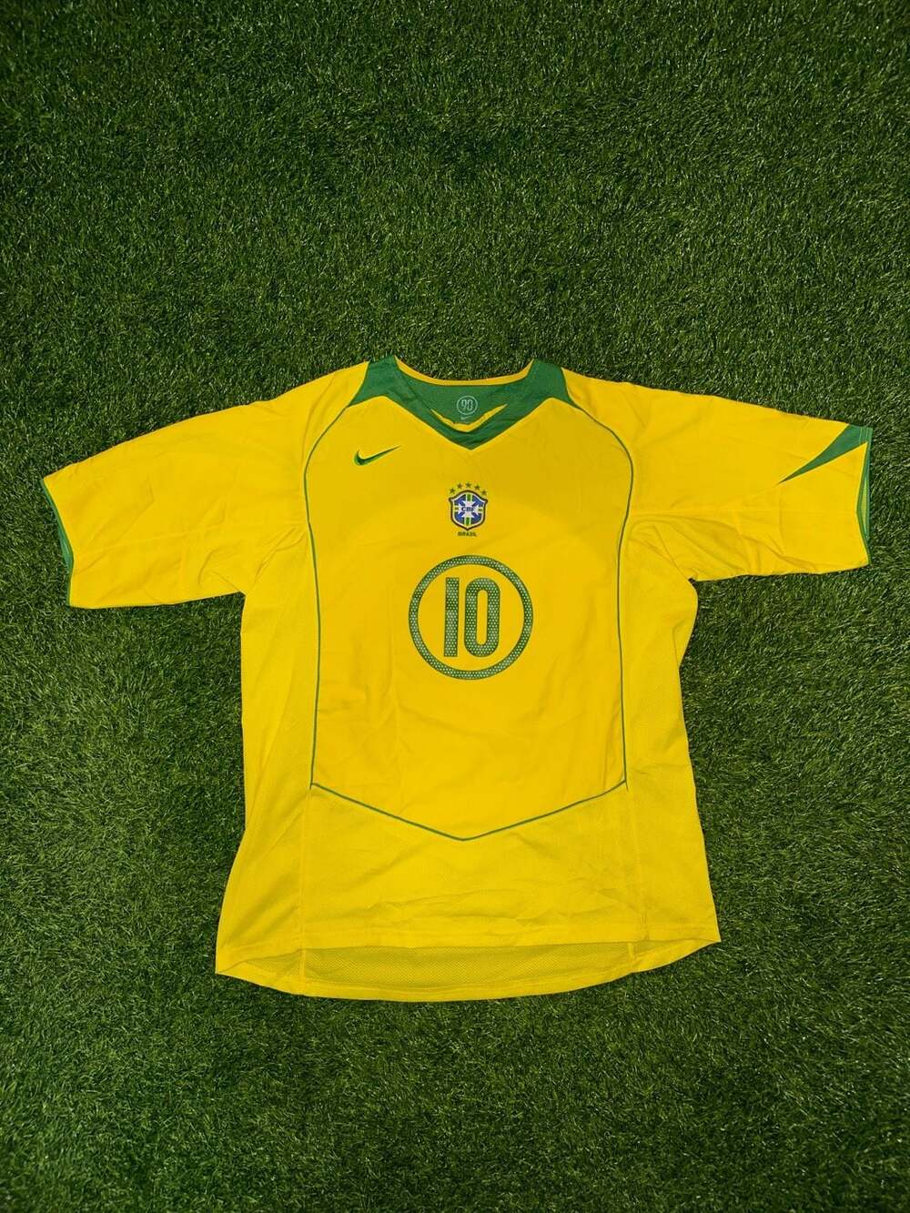 Nike Brazil Soccer Jersey Pele 10 Size XL Yellow Total 90